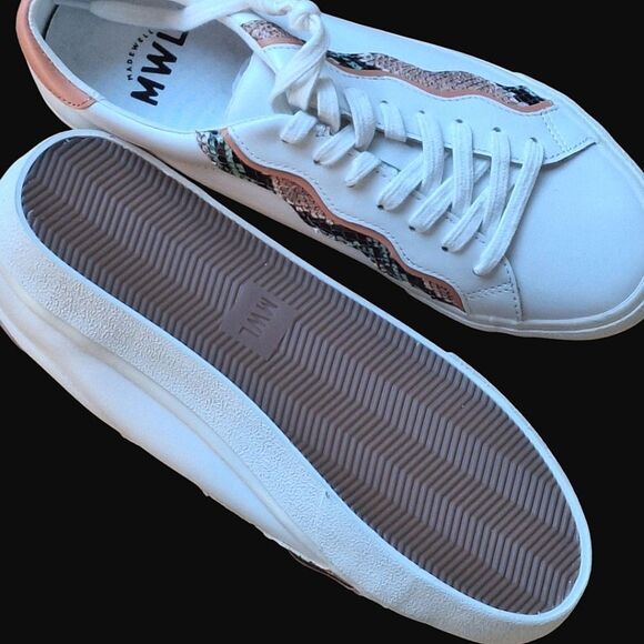 NWOB Madewell Sidewalk Lo Sneakers in Snake Embossed Leather 9.5 M Wave Edition - Picture 7 of 16